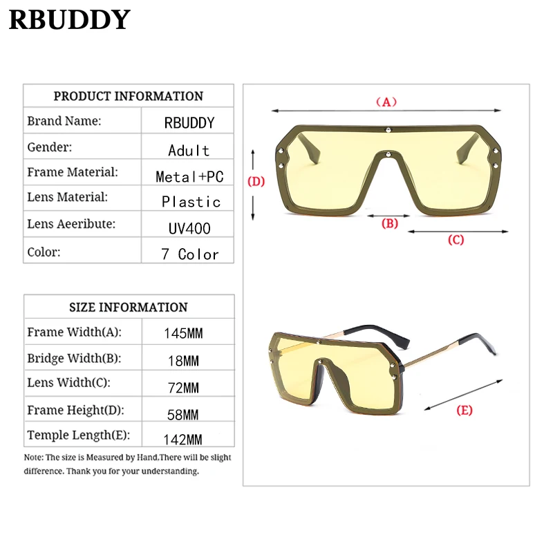 RBUDDY металлические Большие Квадратные Солнцезащитные очки женские брендовые