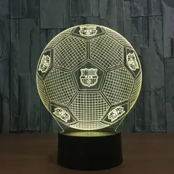 Футбол футбольный клуб 3D свет светодиодный сенсорный лампы 7 цветов Изменение Ночная прикроватные украшения лампа Дети вентилятор для