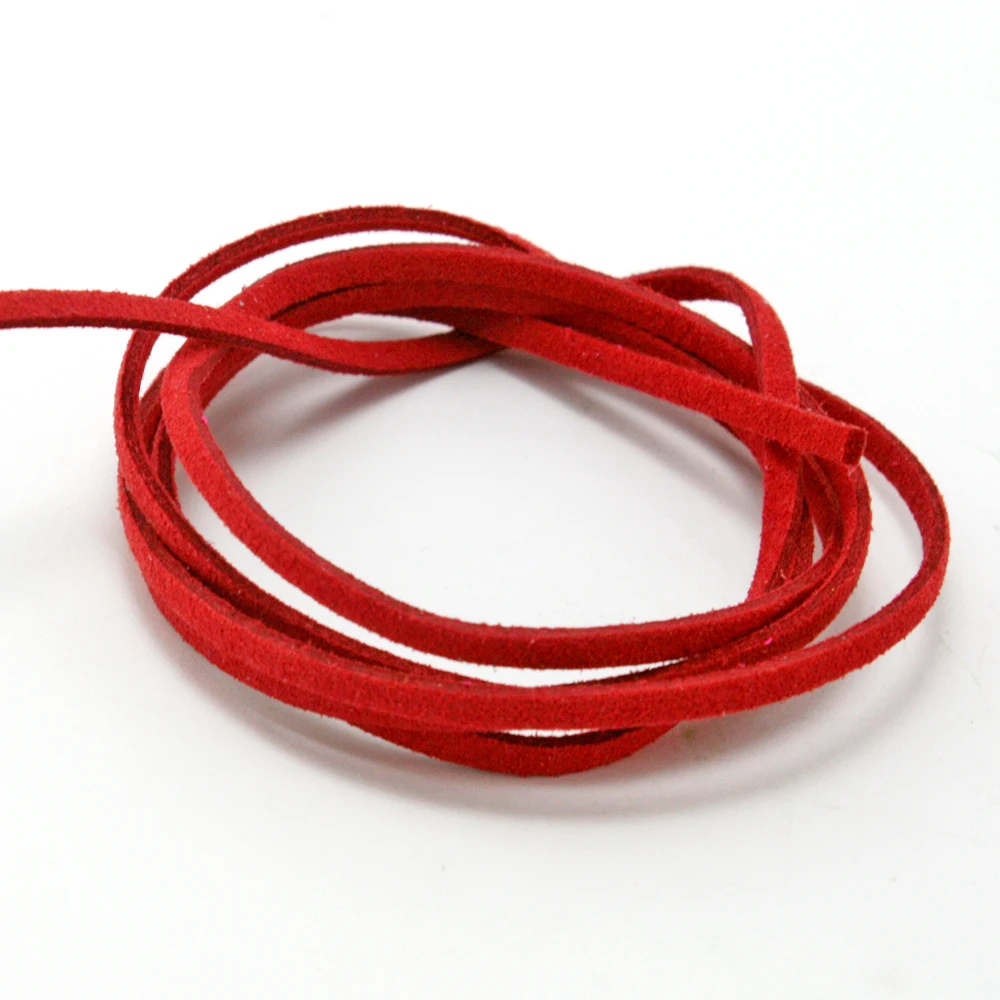 3MM Velvet cord 10pcs/lot Red Flat Faux Suede Korean Velvet Leather