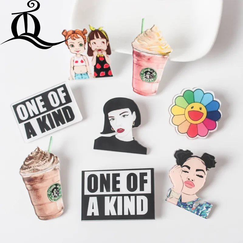 

1PCS MIX girl Ice cream Cartoon Icons on The Pin Kawaii Icon Badge Bacges on Backpack Badges for Clothing Acrylic Badges Z52