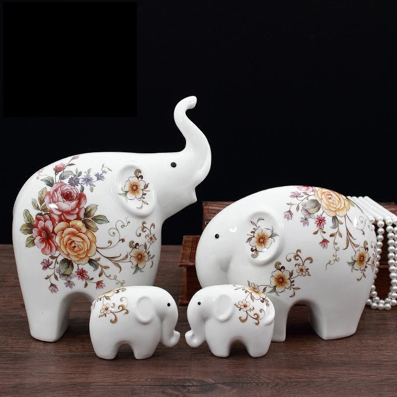 

Newest European Modern Minimalist Advanced Ceramic Elephant Ornaments Livingroom Home Furnishing Crafts Decoration Wedding Gift