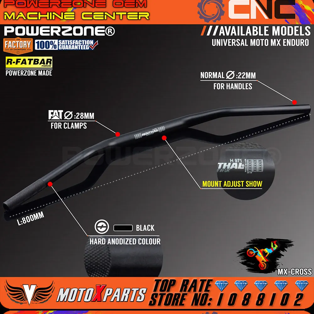 1 1/8" 28MM Mid Handlebar Handle Fat Bars Dirt Pit Bike Motorcycle Enduro ATV MX 1 1/8" 28MM Mid Handlebar Handle Fat Bars Dirt Pit Bike Motorcycle Enduro ATV MX
