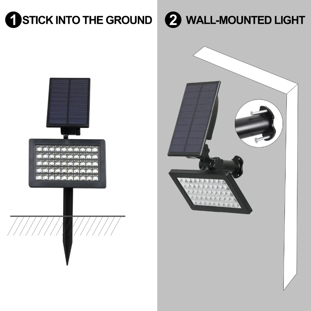 T-SUNRISE 50 светодиодный солнечный прожектор 90 регулируемые настенные светильники солнечная панель Ландшафтная лампа солнечная чувствительность наружное освещение