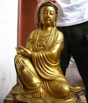 

Chinese Bronze Gild Eight treasures freedom Kwan-Yin Guan yin Bodhisattva statue
