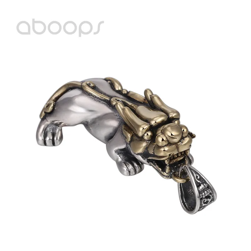 

Two Tone 925 Sterling Silver PIXIU Pendant for Men Women Free Shipping