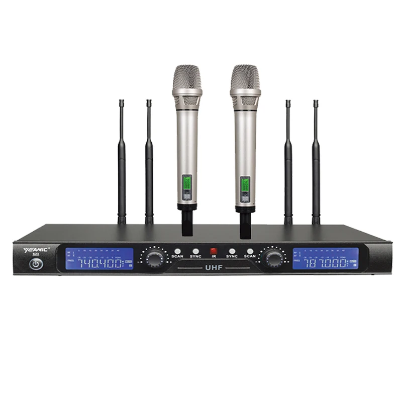 

S500 Auto scan frequency wireless microphone 500m operation distance UHF receiver IR ID Dual UHF wireless microphone