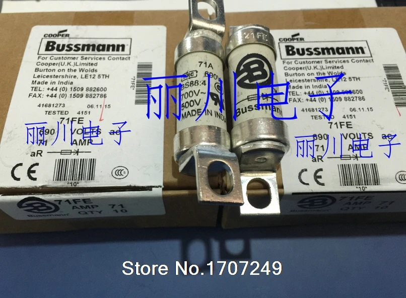 Новый оригинальный предохранитель US BUSSMANN 690 В 71A BS88: 4 71FE предохранители BUSS BS88