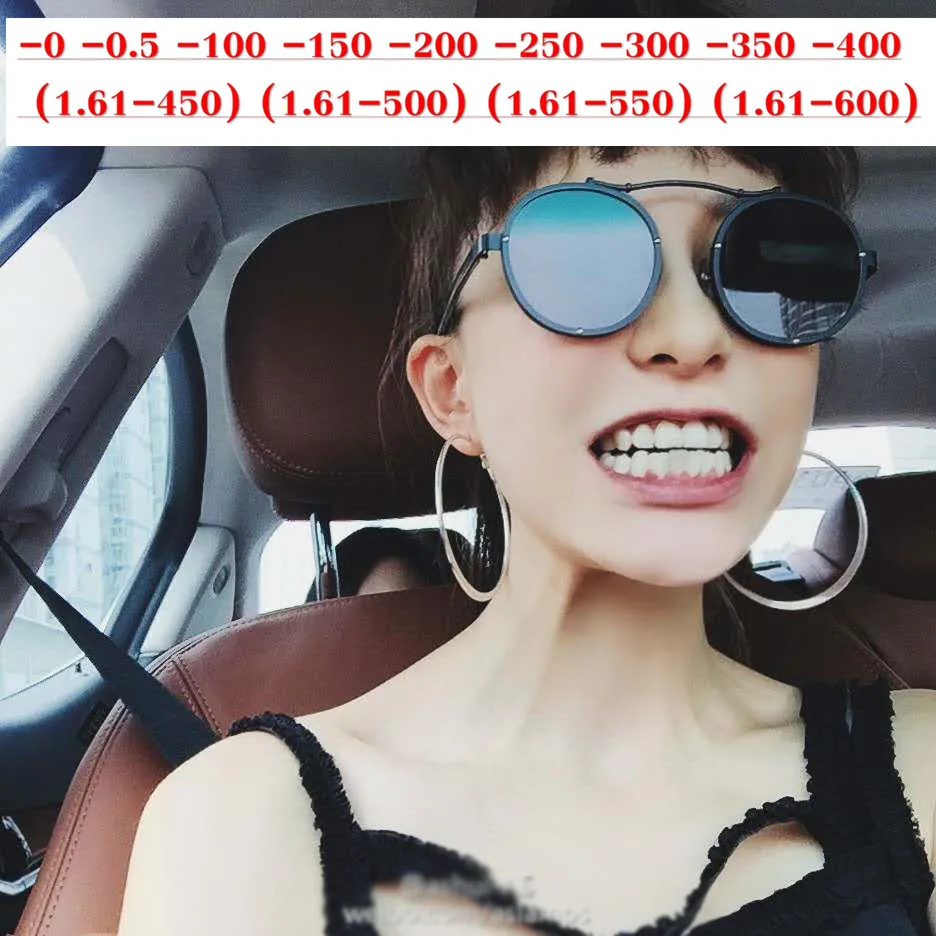 

2019 Custom made Myopia Minus Prescription Polarized Lens Men Round Driving Fishing Ultra-light Male Punk Sunglasses UV400 NX