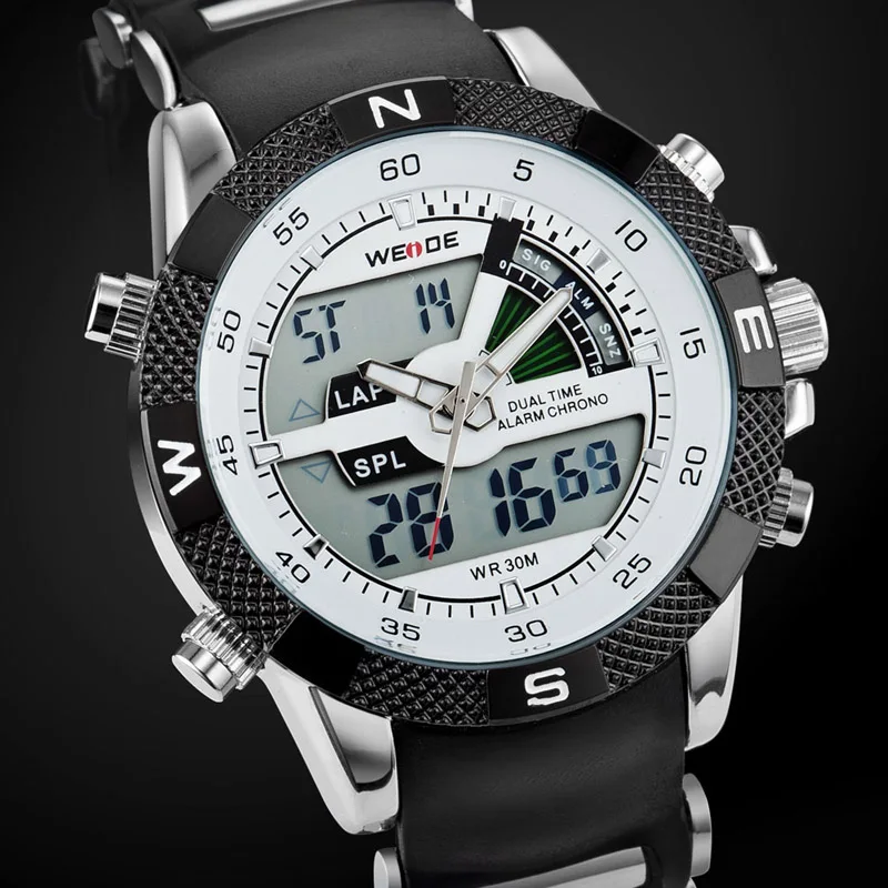 WEIDE мужские часы люксовый бренд спортивные кварцевые цифровые светодиодный