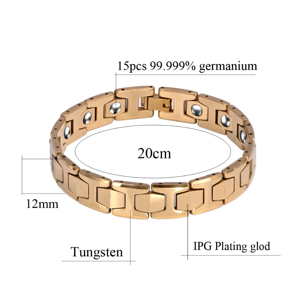 SGS аутентификации 15 шт. 99.9999% Германия Вольфрам браслет никогда не увядает Золотой боли при артрите и туннельный