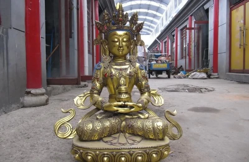 

30 Tibet temple Bronze Copper Gild Sit Amitayus Sakyamuni Guan Yin Buddha Statue