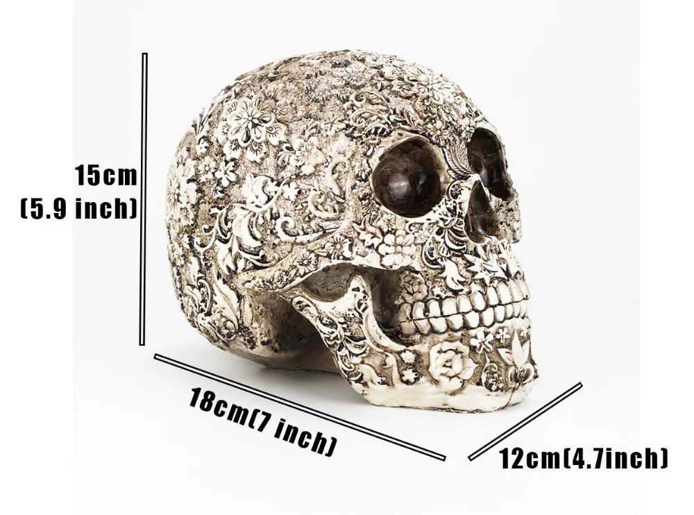 Смола череп 3D сливовый, с цветами скульптуры Декор ужасные пугающие черепа ручной работы медицинская модель лучший подарок бар украшения