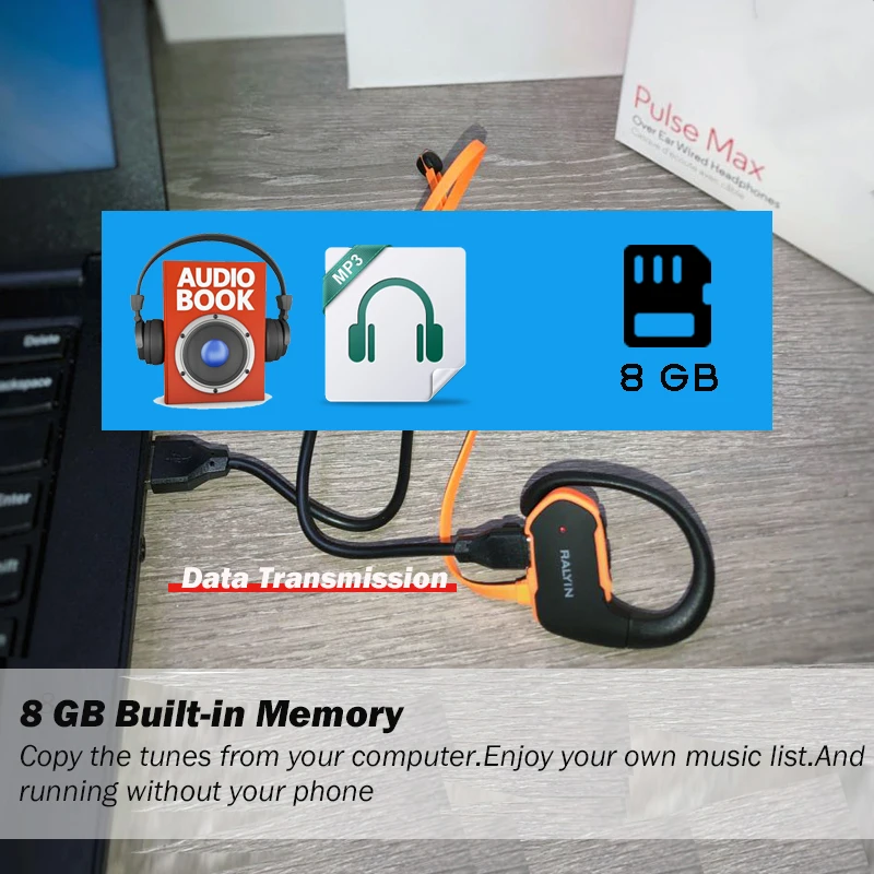 Bluetooth earphone with 8 GB memory mini portable MP3 Player waterproof wireless headphone sport MP3 Player walkman headset mic