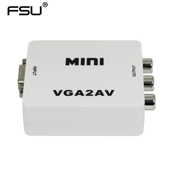 

1080P Mini VGA to AV RCA Converter with 3.5mm Audio VGA2AV/CVBS+Audio Convertor for HDTV PC