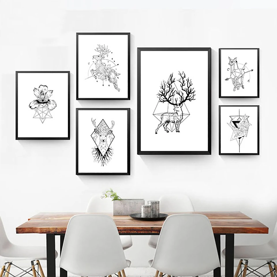 

Home Decor nordic modern Canvas Painting Pictures geometric animal deer simple Wall Art Prints Modular Poster For Living Room