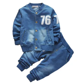 

Autumn Children Baseball Set Letter pattern Long sleeves Coat + Cowboy Cotton Trousers Children Clothing