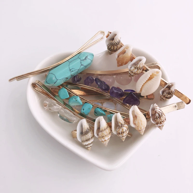 

KBJW Original Handmade Hair Clip Natural Stone Gold Color Hairpin Accessories for Women's Party Unique Jewelry