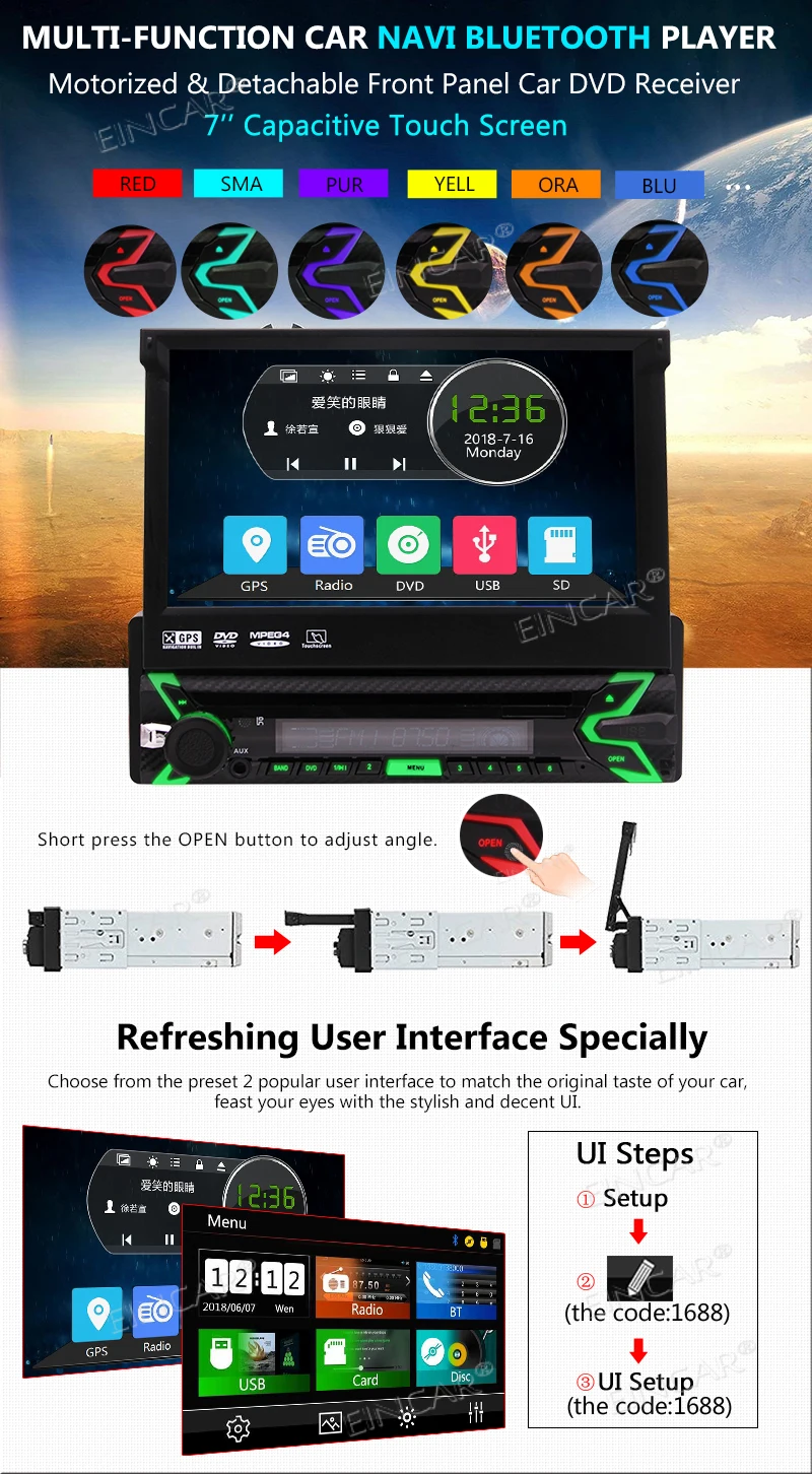 Cheap 7 Inch Car GPS Stereo Touch Screen Headunit Receiver - Built-In Mic, Hands-Free Call Answering - AM/FM Radio CD/DVD Car Audio 3