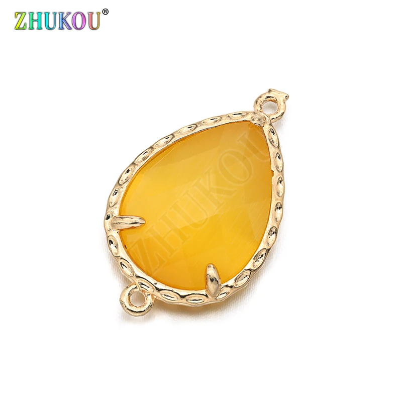

14*23mm High Quality Brass Cubic Zirconia Water-drops shape Connectors DIY Jewelry Findings Making, Hole:1.0mm Model: VS298
