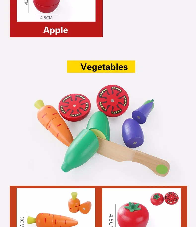 Играть миниатюрные еда Дети Детские деревянные кухонные игрушки резки фруктов овощей раннего образования игрушки в виде угощений