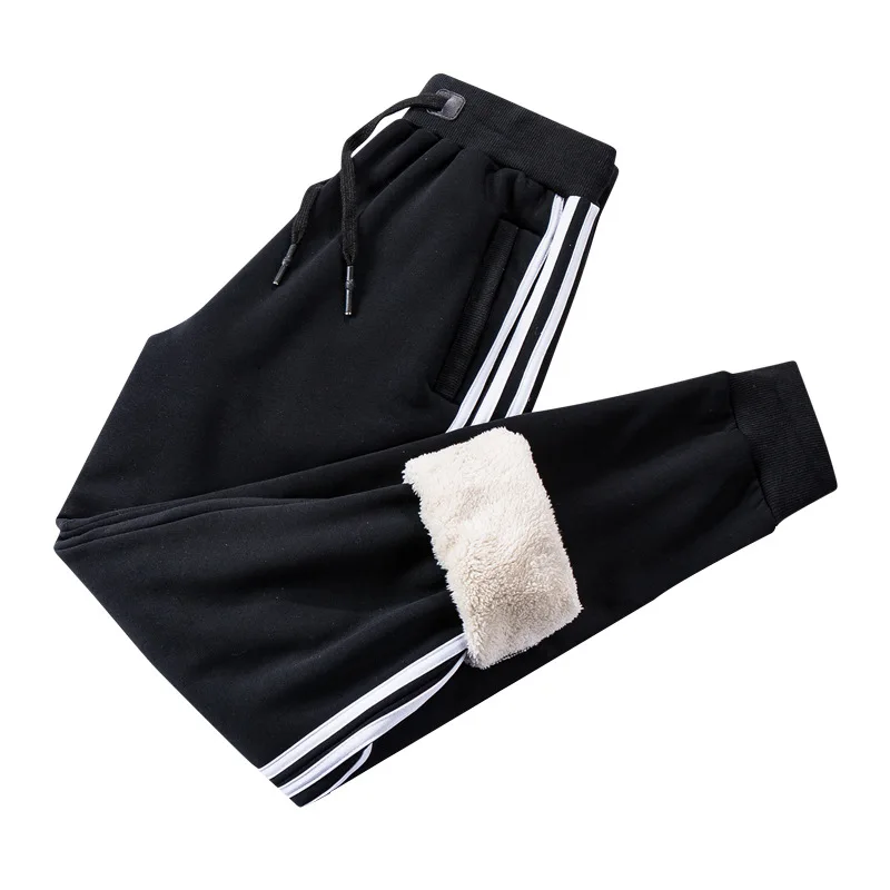 

Winter Joggers Men Casual Slim Fit Sweatpants Men Trousers Side Stripe Warm Tracksuit Cashmere Thickening Sportswear Track Pants