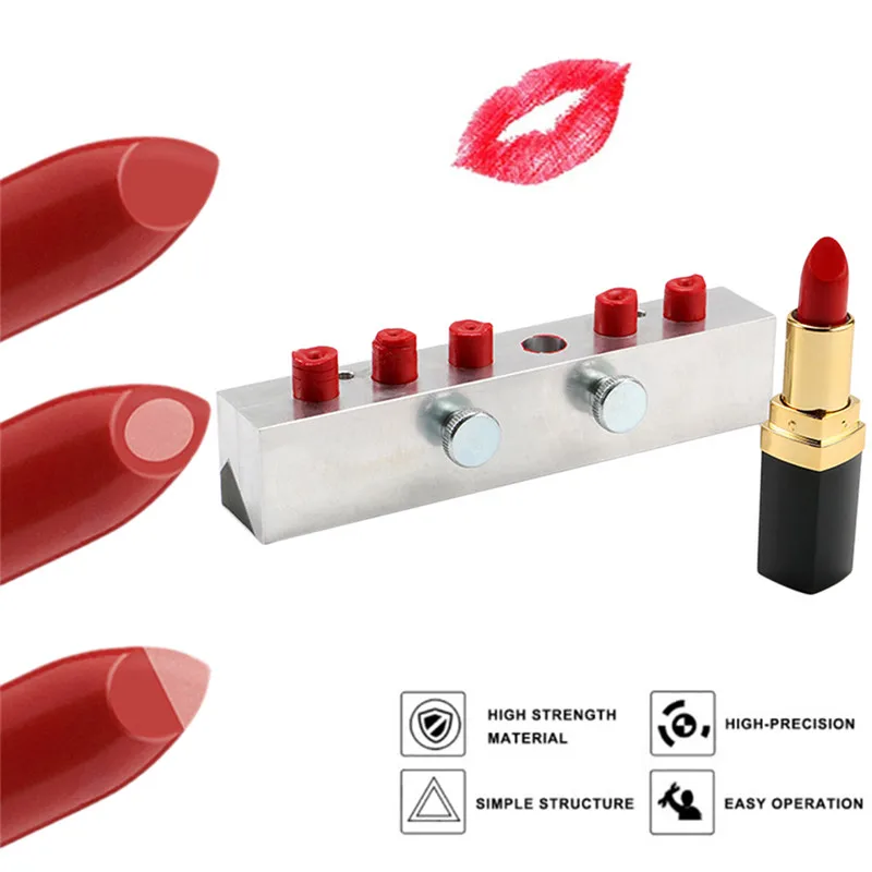 

Three Uses DIY Lipstick Mold One Mold with 6 Holes 12.1 mm Beak Style Sandwiched Lipstick Double Color Aluminum Lipstick Mold