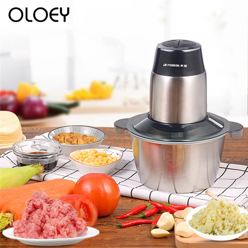 

Household Electric Double Stainless Steel Meat Grinder 2L Commercial Electric Multi-function Vegetable Ground Meat Grinder