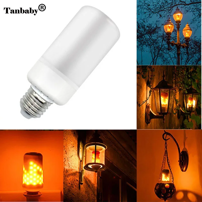 

Tanbaby E27 LED Bulb lamp 2835 SMD Flame Effect Fire Light Bulbs 7W Flickering Emulation flame Festival Decoration Lights 1300K
