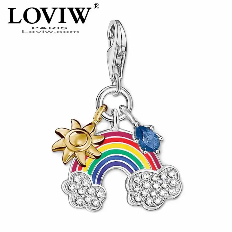 

Rainbow Sun Star Charms Pendant Fashion Jewelry 925 Sterling Silver Cute Gift For Women Girls thomas Fit Bracelet Necklace Bag