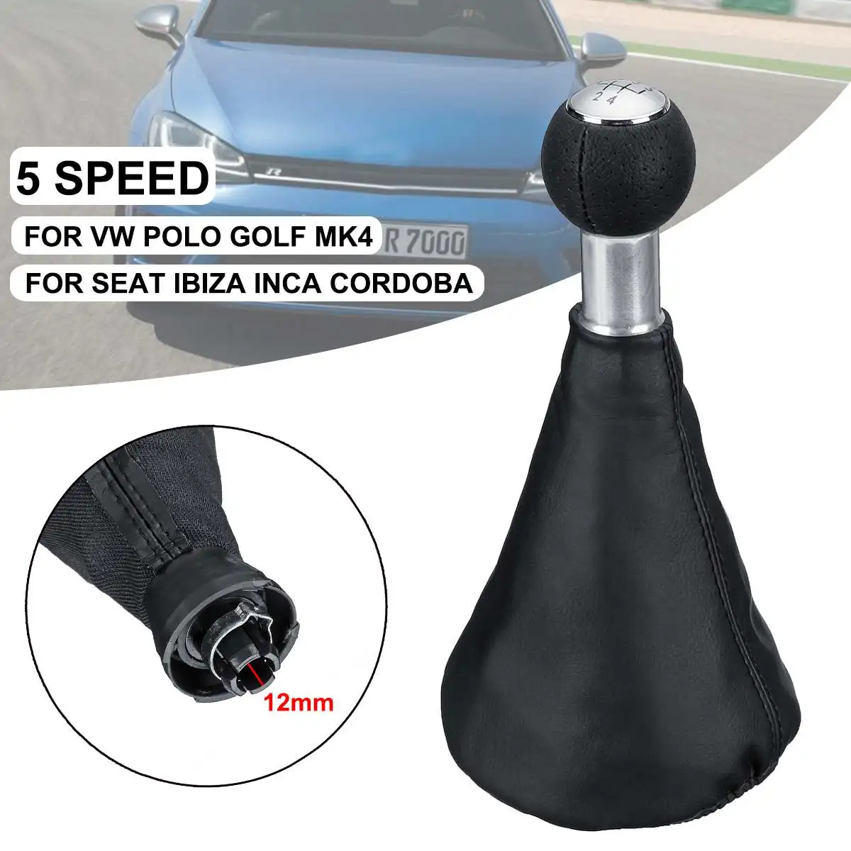 

For VW for Polo Golf MK4 Seat IBIZA 5 Speed Manual Car Gear Shift Knob Boot Gaiter Shifter Lever Stick