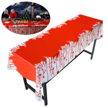 

Scary Bloody Tablecloth Blood Drip Zombie Table Cover for Halloween 274 * 137 CM
