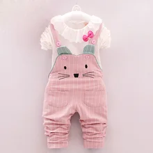 BibiCola/комплект одежды для маленьких девочек, модная одежда для девочек детский хлопковый топ+ комбинезон, спортивный костюм из 2 предметов повседневный костюм для маленьких девочек