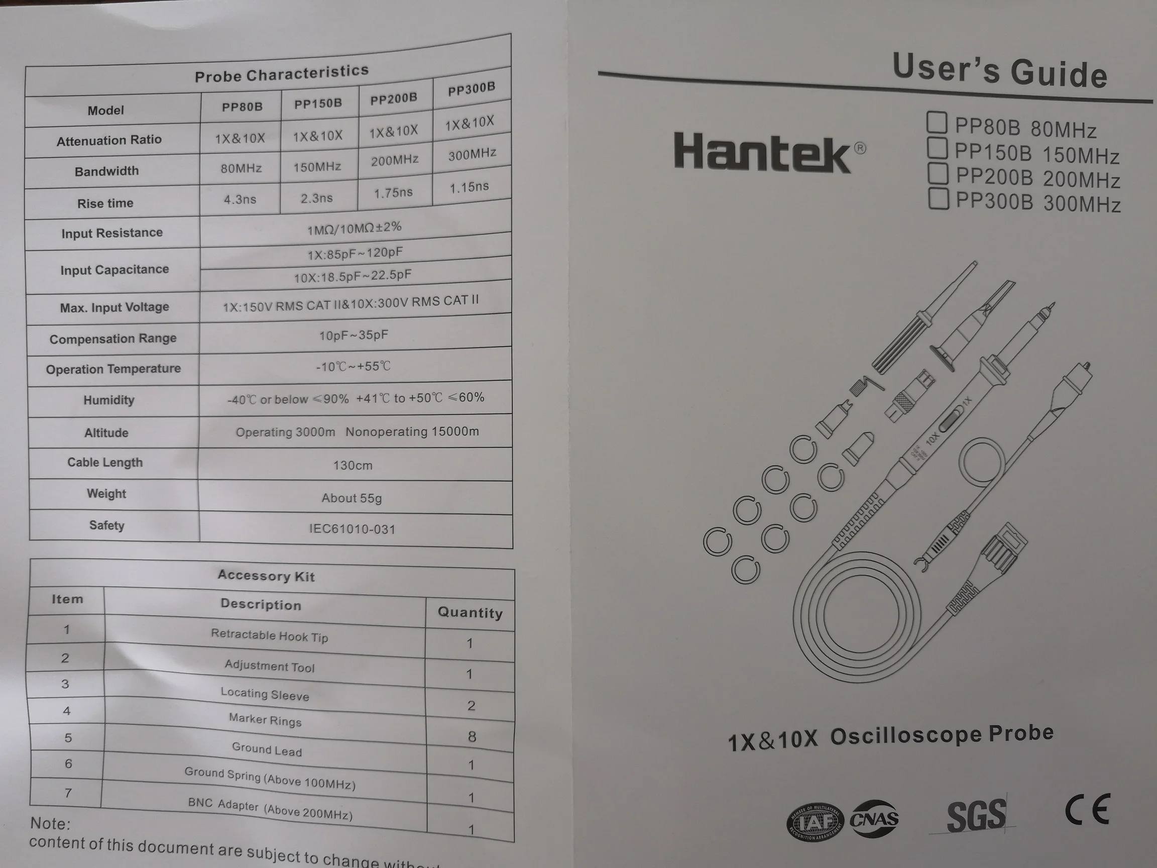 Hantek Осциллограф зонд PP80B логический анализатор Цифровой Осциллограф зонды x1 80 МГц осциллограф "сделай сам" комплект зажим зонда
