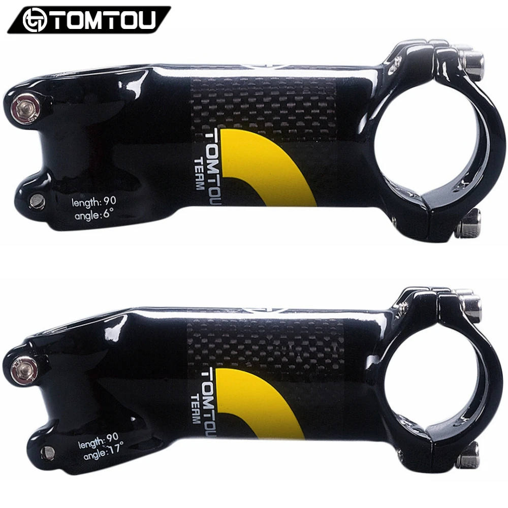 

TOMTOU Bike Stem 31.8 mm Aluminum Package 3K Carbon Road MTB Bicycle Stem Cycling Stem Angle 6 / 17 Degree Yellow - TC2T18