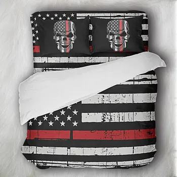 

Skull Bed Cover Bed Linen Skull Black And White Skull Bedding Set Skull Bedding Red Stripe SetDuvet Cover set jogo de cama F