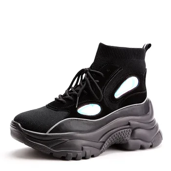 

New ultra-fire fashion classic high-top women's boots Spring autumn thick-soled casual socks shoes Hot sale Mesh sports shoes