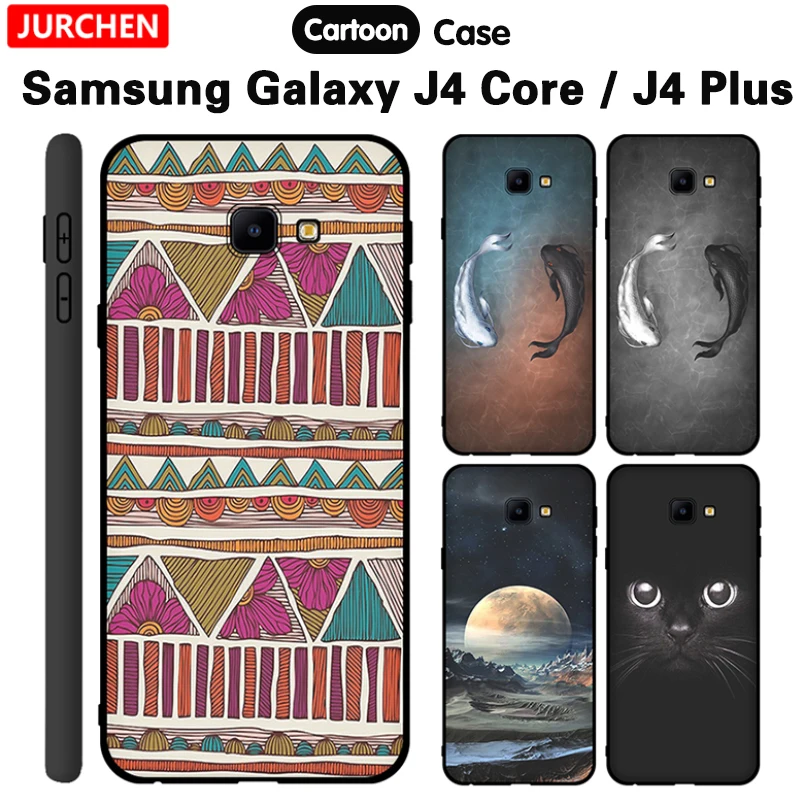Jurchen Soft Tpu Cover Per Samsung Galaxy J4 Plus Custodia 3D Relief Print Cover In Silicone Coque Per Samsung J4 Core Case 2018