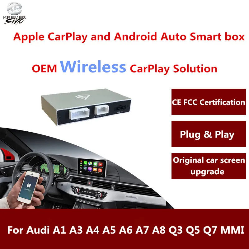 Бесплатная доставка послепродажный OEM беспроводной смарт бокс Apple Carplay для Audi A1 A3
