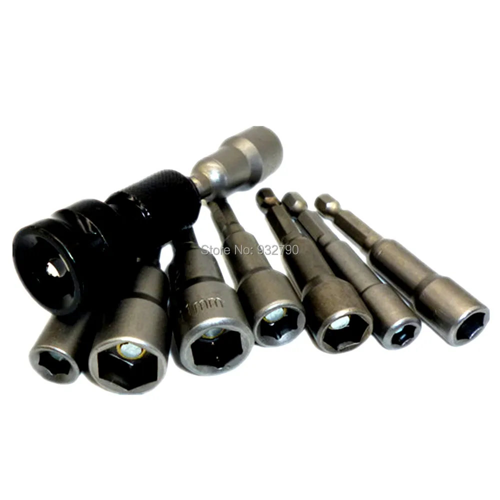 Hex Magnetic Nut Driver Set Metric Socket Impact Drill Bits 6mm-13mm