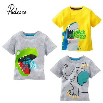 

2019 pudcoco Hot Sale Pullovers Short Sleeve Cartoon Toddler Baby Kids Boys Cotton Tops T-shirt Clothes 1-6 Years