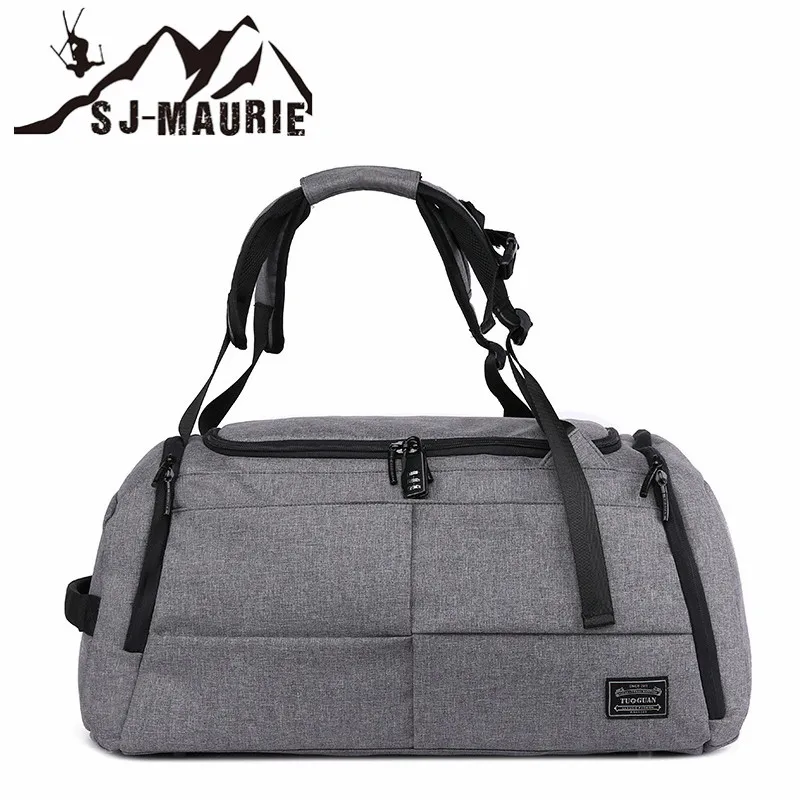 Стильная мужская дорожная сумка для багажа, спортивная сумка для спортзала, фитнеса, многофункциональные сумки для спортзала, для хранения обуви, для улицы, для путешествий, Противоугонный рюкзак - Цвет: Темно-серый
