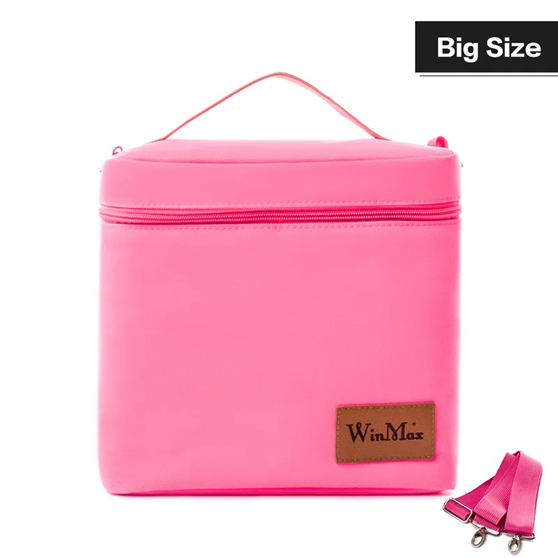 Портативная термоизолированная сумка-холодильник для обеда, сумка-холодильник для ежедневного хранения, контейнер для хранения льда для путешествий, пикника, пищевая коробка-сумка для обеда - Цвет: pink big