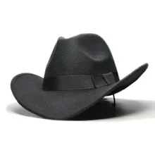 LUCKYLIANJI Мужская Женская Унисекс Ковбой Западный бык резинка с тесьмой шерсть мягкая мужская фетровая шляпа в стиле джаз однотонная шляпа Кепка(один размер: 57 см