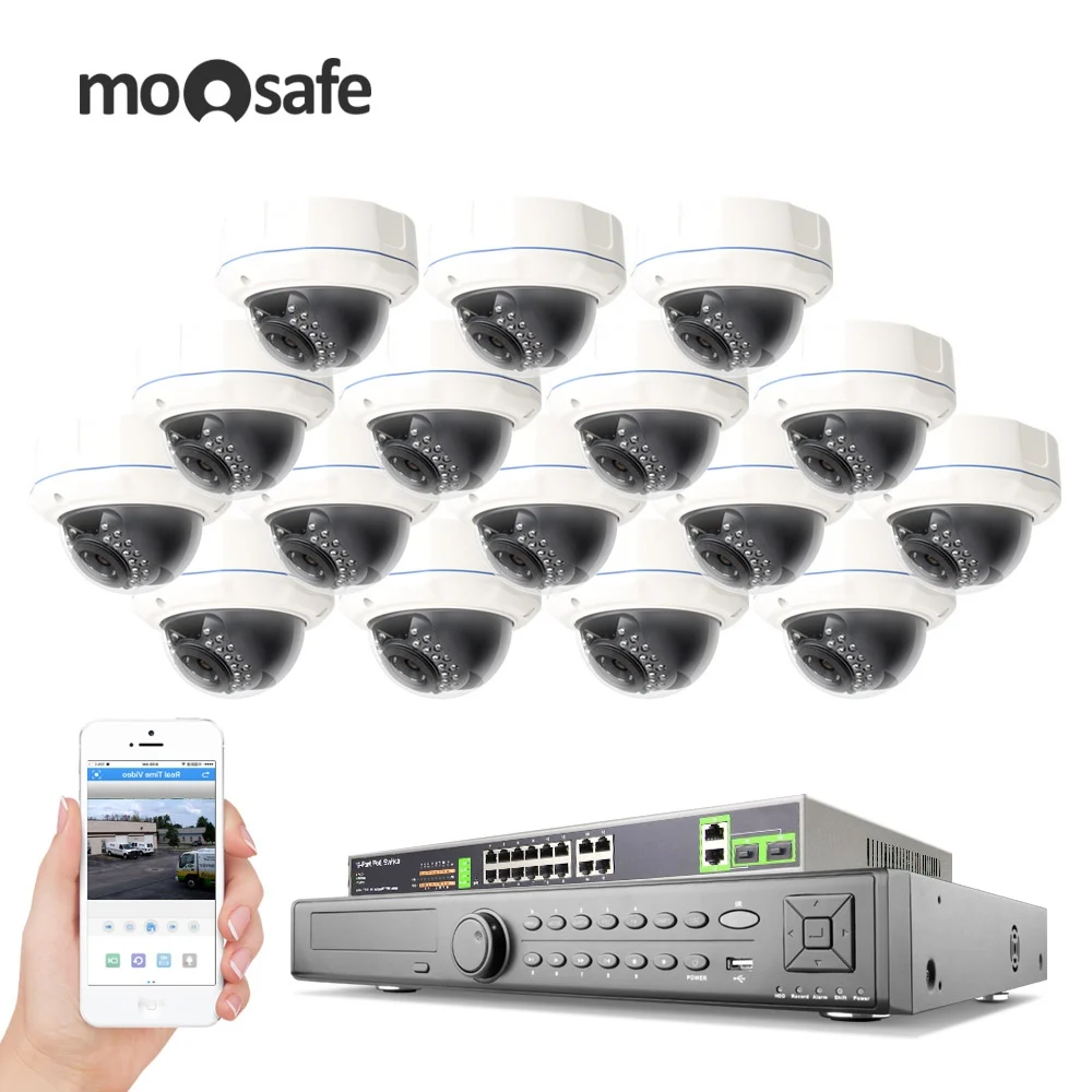 

Moosafe 4CH 1080P CCTV PoE Camera System HDMI Video Output 4PCS 2.0MP CCTV POE IP Camera Home Security Video Surveillance Kits