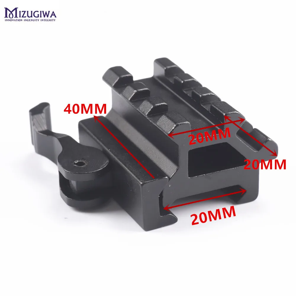 

Tactical Airsoft Rifle 45 degree Dual Rail Picatinny Riser Mount With Quick Release Quick Detach for Red Dots Scopes and Optics