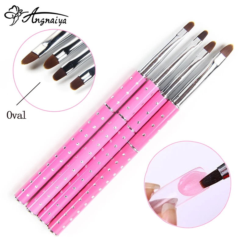 

ANGNYA 1Pc Nail Art Brush 6#8#10# Metal Handle Rose Red Acrylic UV Gel Extension Builder Flower Drawing Brush Manicure Tool S075