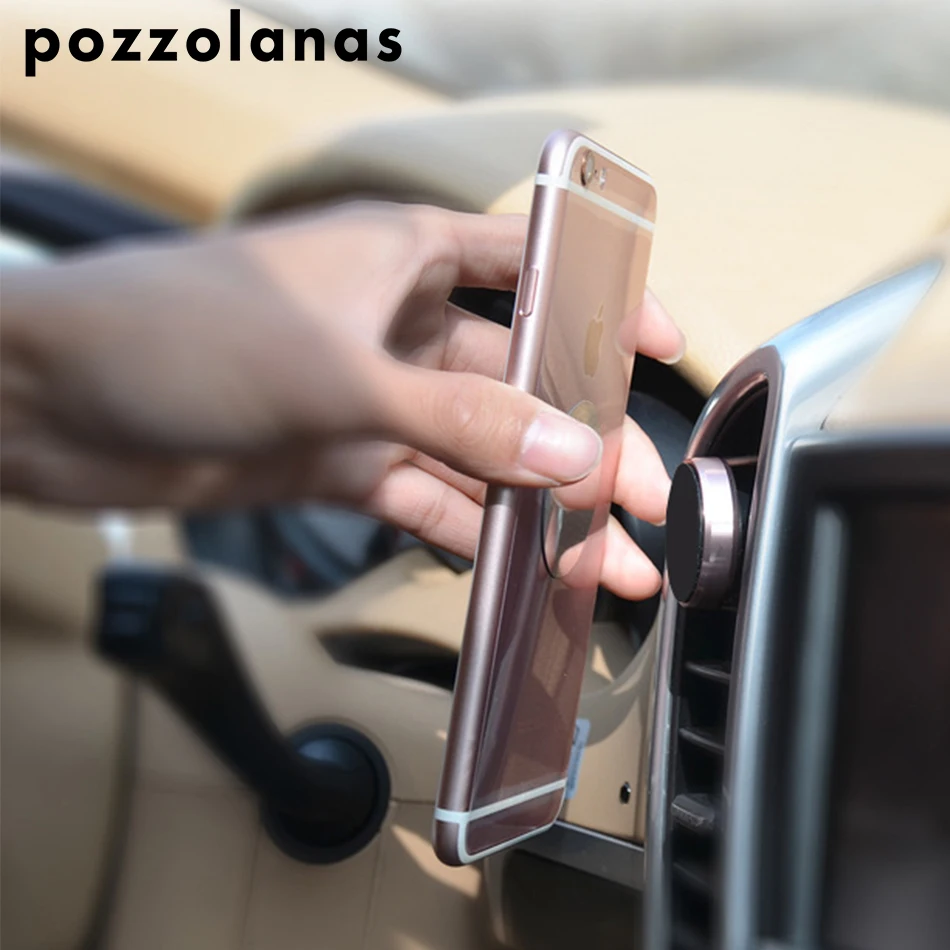 

Pozzolanas Car Phone Holder Magnetic Air Vent Mount Mobile Smartphone Stand Magnet Support Cell in Car Round For iPhone XS Max
