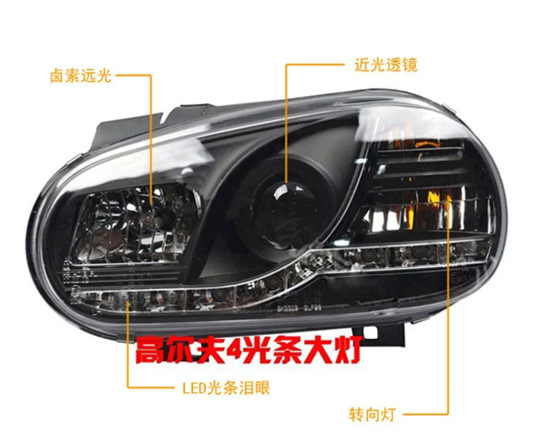 Hireno фары для 2003-2009 Volkswagen Гольф 4 Гольф 4 фар сборки LED DRL ангел объектив двойной луч HID ксеноновые 2 шт