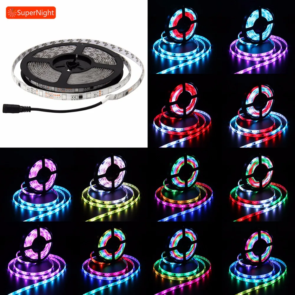 

SuperNight 5050 SMD Auto RGB LED Strip 5M 30LEDs/m DC 12V Waterproof IP65 Flexible Tape Light Lamp Band for Party Home DIY Decor