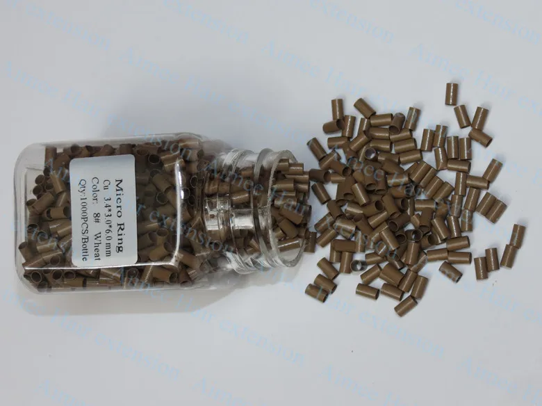 3,4*3,0*6.0mm5# MediumBrown1000pcs/лот медные развальцованные кольца легко замки/медная трубка микро Ссылка/Кольцо/бусина для наращивания волос